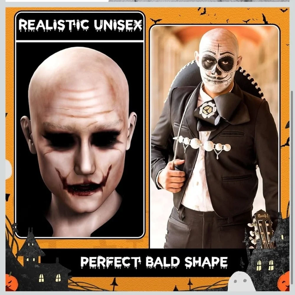Bald Adult Head Cover Comfortable Stretchy Dress up Head Gear for Halloween